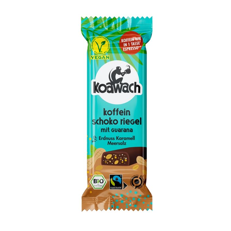 koawach Koffein Schoko Riegel Erdnuss Karamell Meersalz 35g - Produktbild
