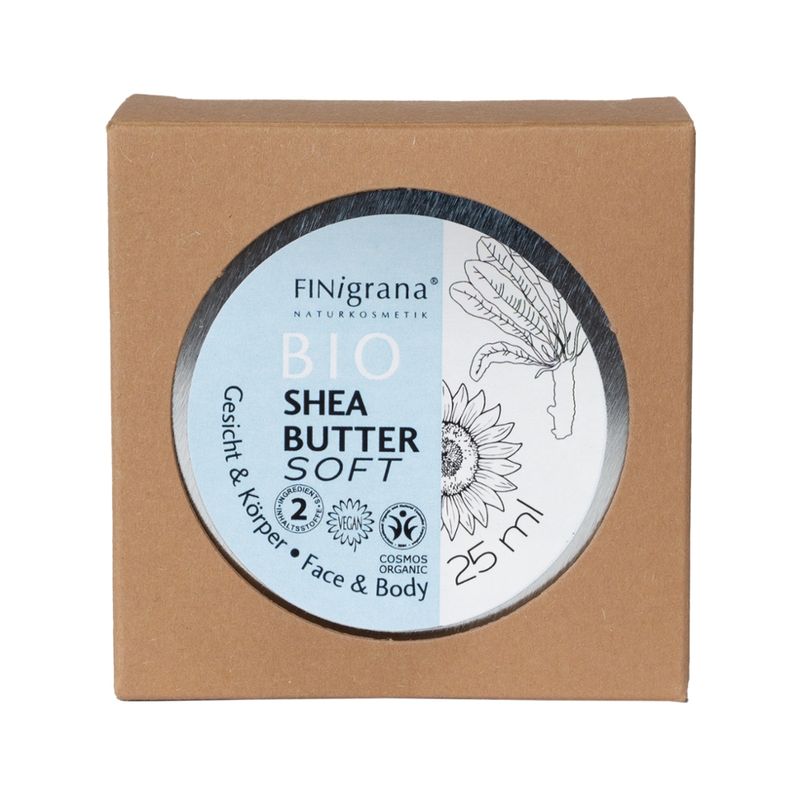 FINigrana® Naturkosmetik FINigrana® 1Bio Shea-Butter SOFT (Gesicht & Körper / Face and Body) in Weißblechdose, 25ml mit Umkarton - Produktbild