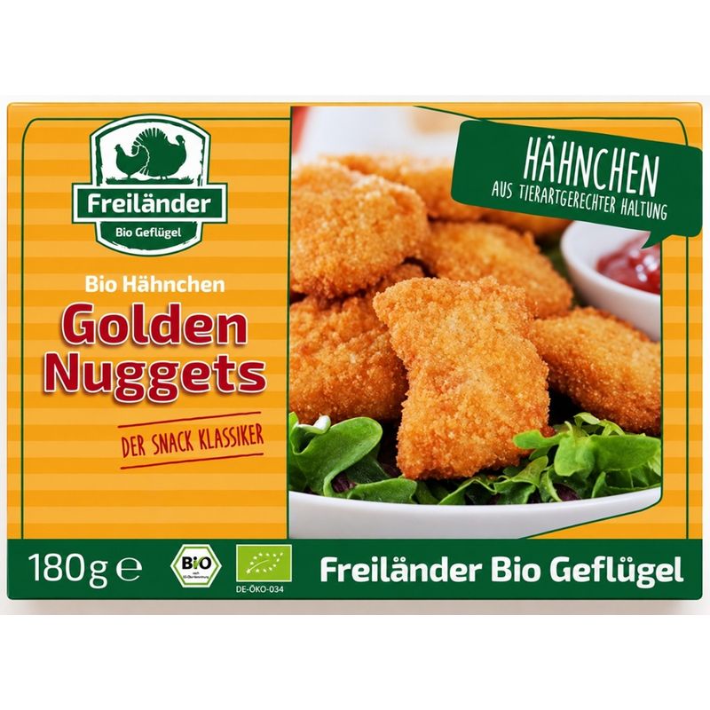 Freiländer Bio Geflügel Bio Hähnchen Nuggets, tiefgefroren, 4 x 180g Beutel, 4 Beutel/Ktn. - Produktbild