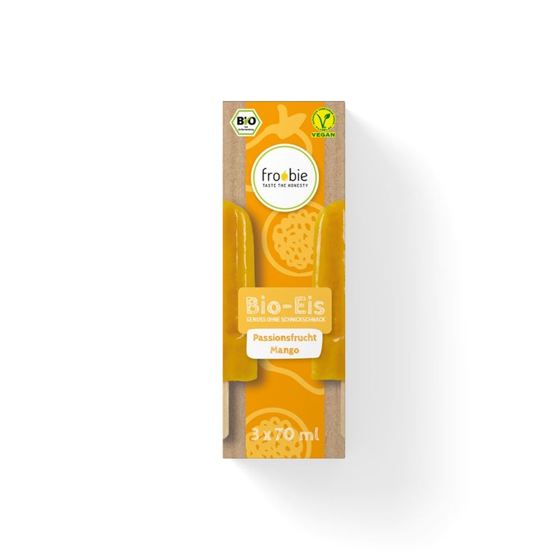 froobie froobie Bio Passionsfrucht-Mango Eis am Stiel Multipack 3x70ml, völlig natürlich und ohne künstliche Zusatzstoffe - Produktbild