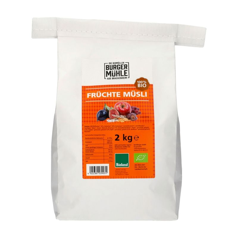 Burgermühle Früchte Müsli, bioland – für Familien & Vorrat - Produktbild
