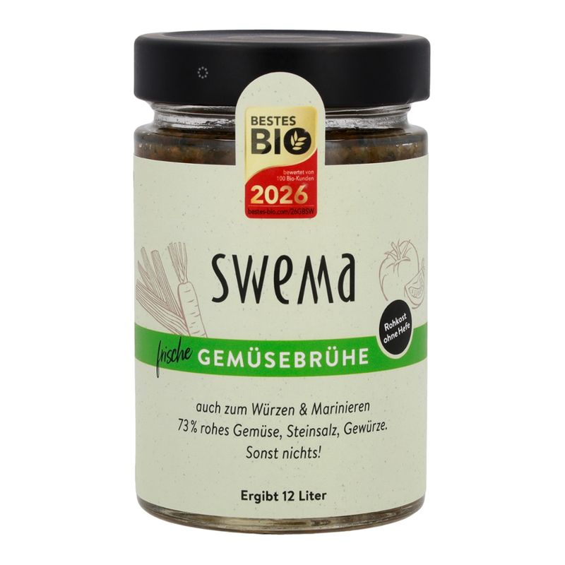 SweMa Frische Gemüsebrühe klassisch, 320g für 12 Liter, 73% Gemüse, Steinsalz, Gewürze. Sonst nichts! - Produktbild