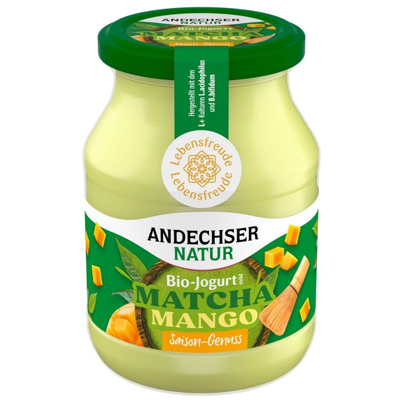 Andechser Natur Saison-Genuss Bio-Jogurt mild Matcha-Mango 3,8% - Produktbild