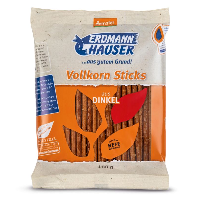 ErdmannHAUSER Getreideprodukte ErdmannHAUSER demeter Dinkelvollkornsticks - Produktbild