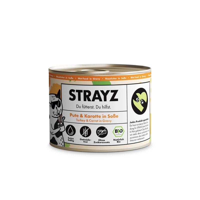 STRAYZ STRAYZ Katze Nassfutter Soße Pute & Karotte BIO, 200g - Produktbild