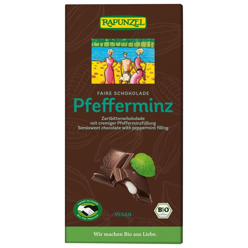 Rapunzel Zartbitter Schokolade mit Pfefferminzfüllung HIH - Produktbild