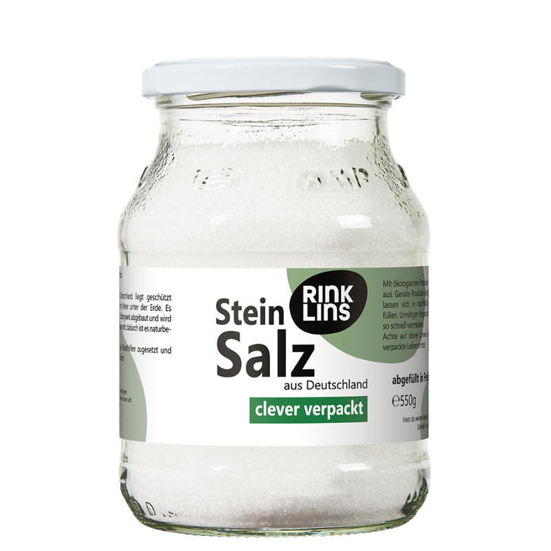 RINKLINS BIO Steinsalz aus Deutschland clever verpackt im Pfandglas - Produktbild