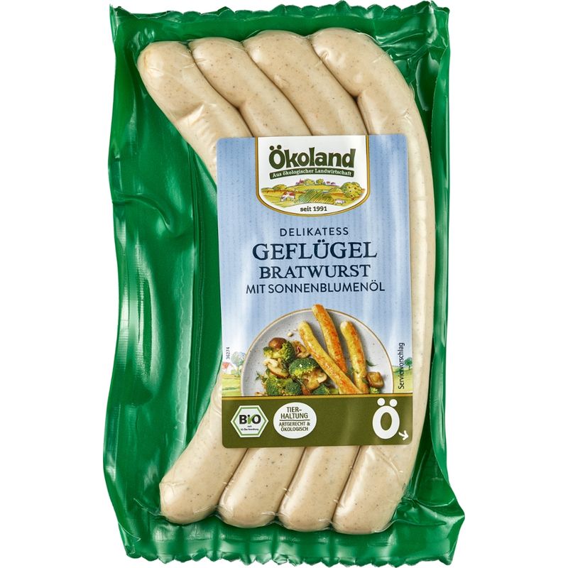 ÖKOLAND Delikatess Geflügel-Bratwurst mit Sonnenblumenöl - Produktbild