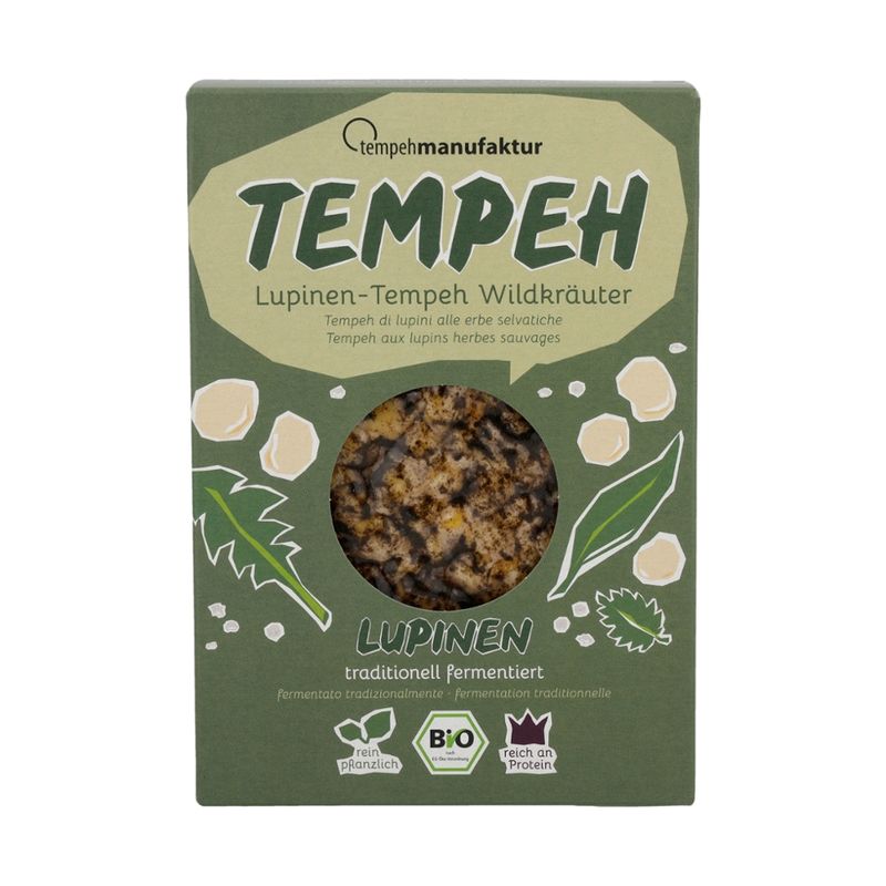 tempehmanufaktur  Lupinen-Tempeh Wildkräuter - Tempeh aus Lupinen, mariniert mit Wildkräutern - Produktbild