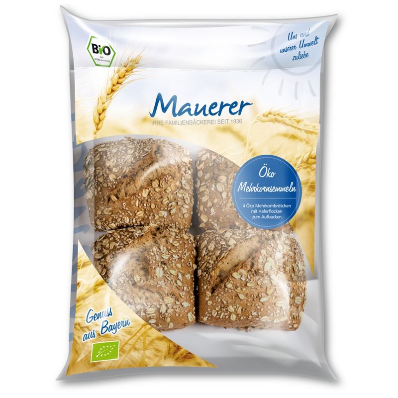 Öko Bäckerei Konditorei Mauerer  80g Öko TK Mehrkornsemmel LEH 20x4 Stück - Produktbild