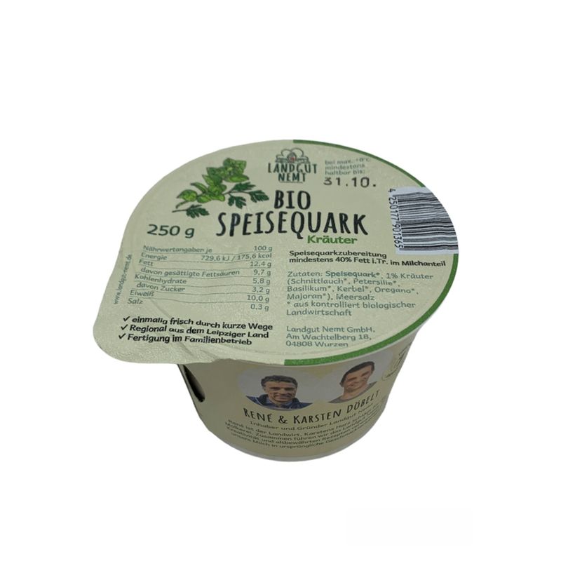 Landgut Nemt Regionaler Bio-Speisequark Kräuter 250g mind. 40% Fett i. Tr. - Produktbild