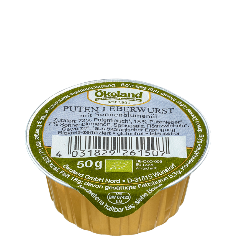 ÖKOLAND Puten-Leberwurst mit Sonnenblumenöl in Gourmet-Qualität - Produktbild