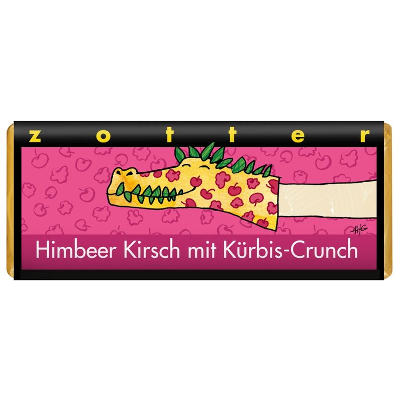 Zotter Schokolade Himbeer Kirsch mit Kürbis-Crunch - Produktbild
