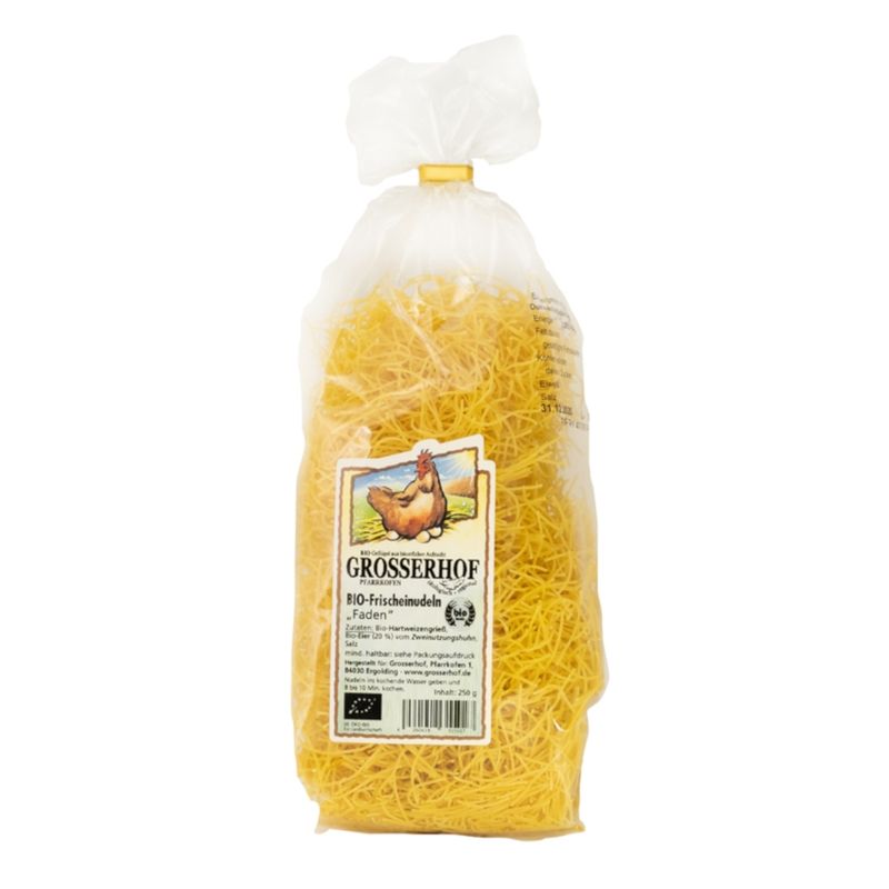Grosserhof Grosserhof Bio-Frischeinudeln Suppennudeln 2mm mit Eiern vom Zweinutzungshuhn - Produktbild