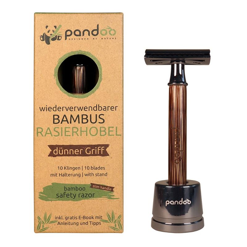 pandoo pandoo Bambus Rasierhobel, dünner Griff - der pandoo plastikfreie Bambus Rasierhobel ermöglicht eine erstklassige und hautfreundliche Rasur, sowohl für Frauen als auch für Männer - Produktbild