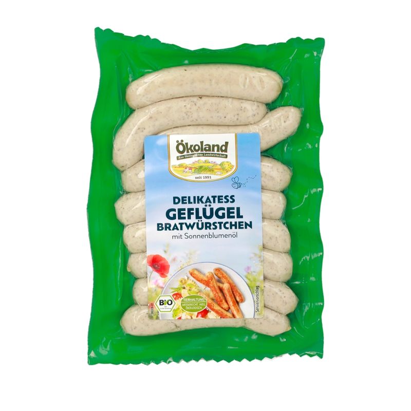 ÖKOLAND Delikatess Geflügel-Bratwürstchen mit Sonnenblumenöl - Produktbild