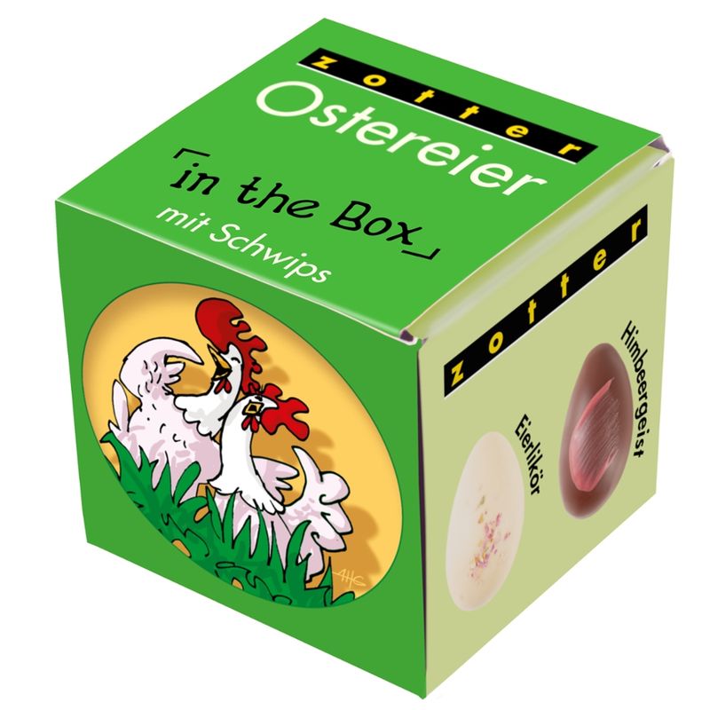 Zotter Schokolade Ostereier in the Box mit Schwips - Produktbild