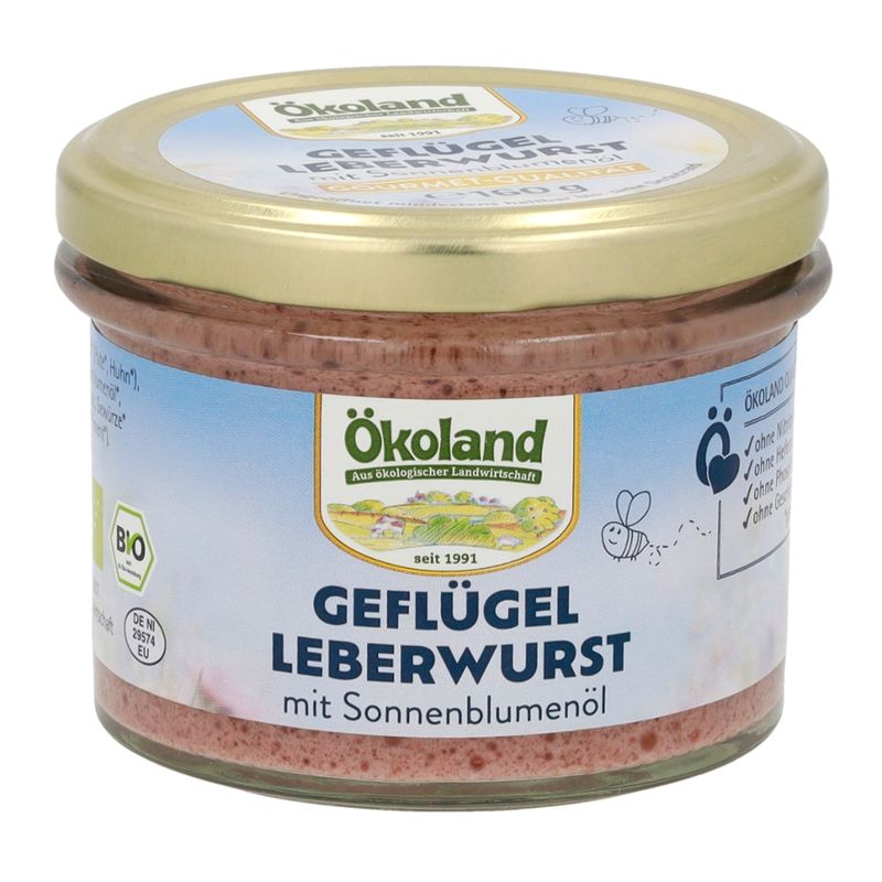 ÖKOLAND Geflügel-Leberwurst mit Sonnenblumenöl in Gourmet-Qualität - Produktbild
