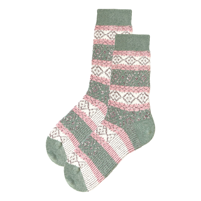 LIVING CRAFTS 1401 Hyggesocke green/rose 40-42 - Produktbild