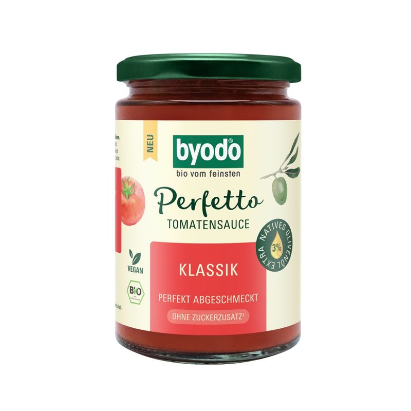 Byodo Byodo Perfetto Tomato sauce classic, with extra virgin olive oil 340 ml - Produktbild
