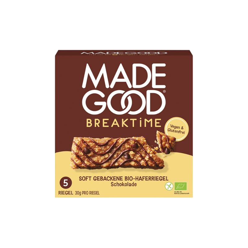 MadeGood MadeGood Breaktime Bio Haferriegel mit Schokoladenstückchen (5 Riegel x 30g) 150g - Produktbild