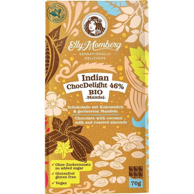 Elly Momberg Indian ChocDelight 46% BIO Erythrit Mandel - Produktbild