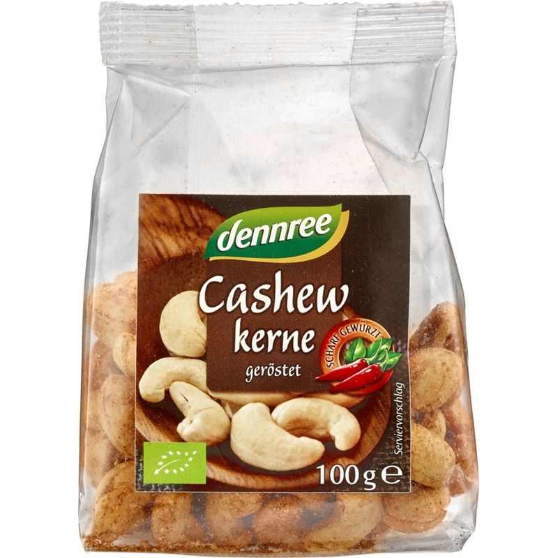 dennree Cashewkerne geröstet, scharf gewürzt - Produktbild