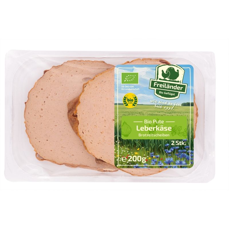 Freiländer Bio Geflügel Geflügel Leberkäse Brotzeitscheiben 2 x 100 g - Produktbild