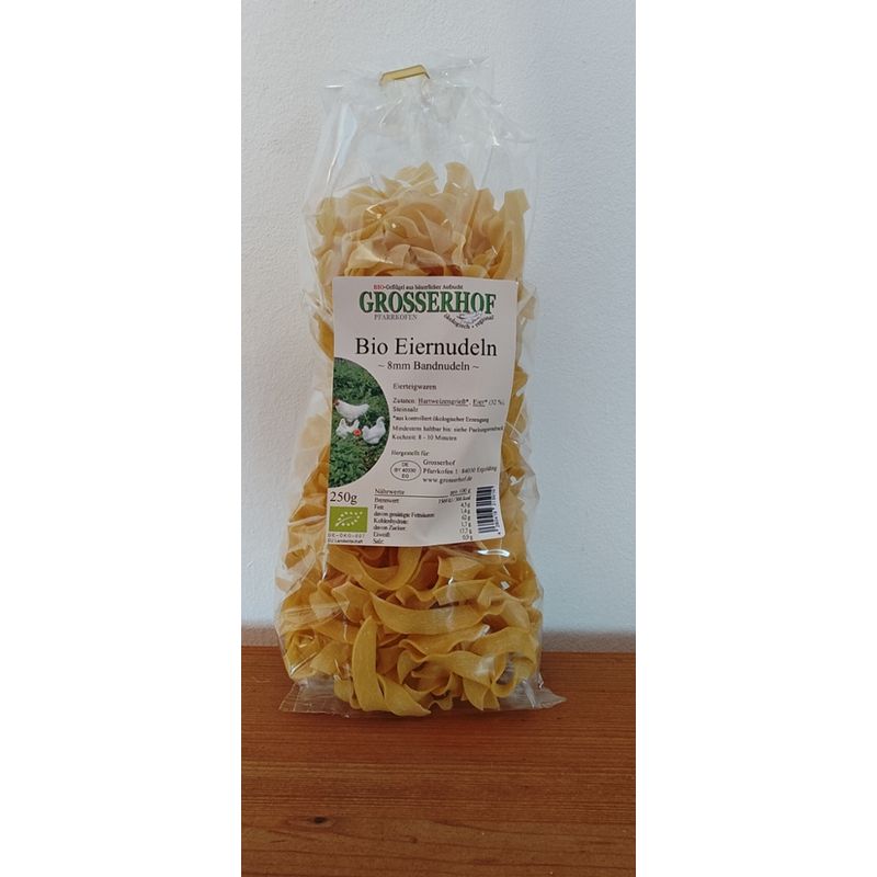 Grosserhof Grosserhof Bio-Eiernudeln Band 8mm mit Eiern vom Zweinutzungshuhn - Produktbild