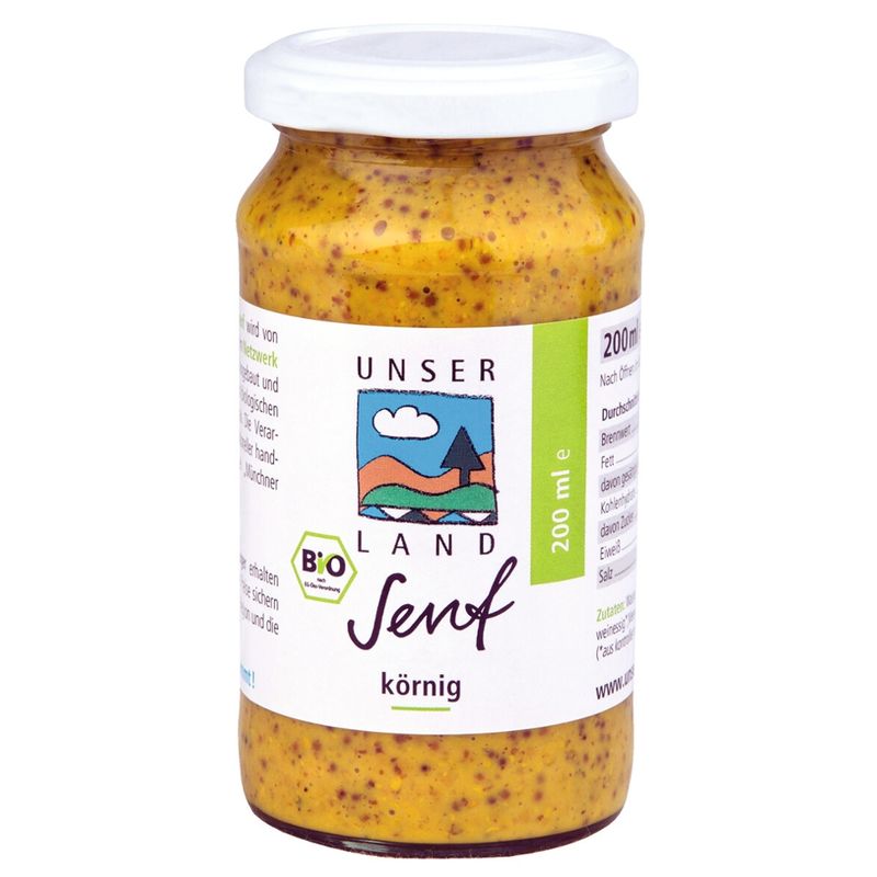 UNSER LAND UNSER LAND Bio Senf körnig, 200g Glas - Produktbild