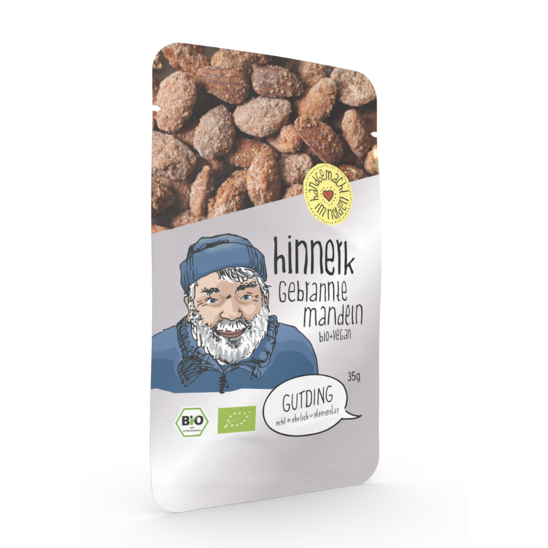 GUTDING Hinnerk - gebrannte Bio-Mandeln im PP-Tütchen, glutenfrei & vegan - Produktbild