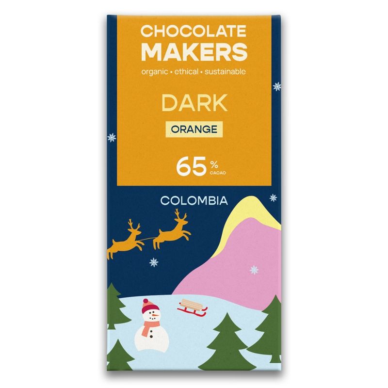 Chocolatemakers Bio Xmas Fruchtige 65% Zartbitterschokolade aus Kolumbien mit frischer Orange - Produktbild
