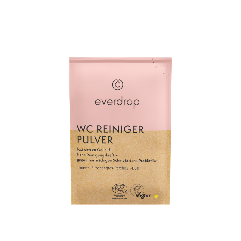 everdrop everdrop WC-Reiniger-Pulver Ecocert zertifiziert, zur Erstellung von 650ml WC-Reinigungsmittel (Inhalt: 23g WC-Reiniger-Pulver zum Auflösen) - Produktbild