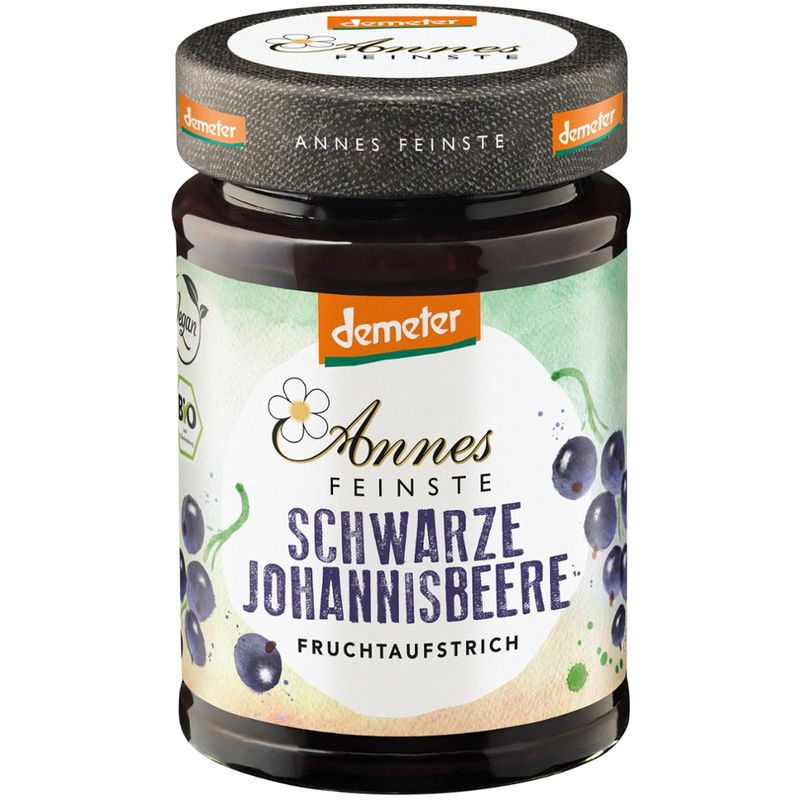 Annes Feinste Demeter Bio schwarze Johgannisbeeren Fruchtaufstrich fein passiert - Produktbild