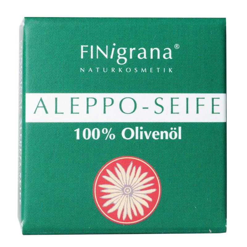 FINigrana® Naturkosmetik FINigrana Alepposeife.  reine Olive, 25g quadratisch in Kartönchen, Gäste- Geschenk- Werbe- Hotel- Tester Seife & schönes Naturkosmetik  "give-away" mit Legende, milde Pflanzenseife für alle Hauttypen - Produktbild