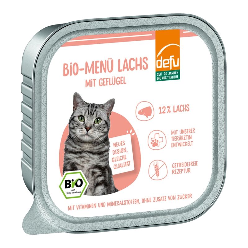defu - Das Tierfutter vom Bio-Bauern Katze Bio-Menü Lachs mit Geflügel - Produktbild