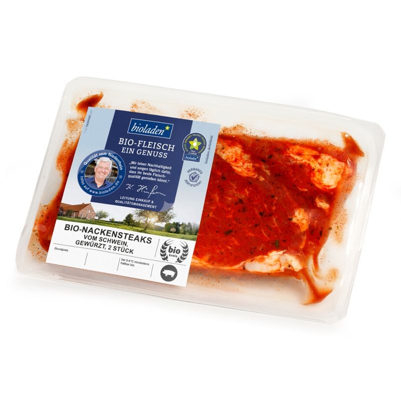 bioladen Nackensteak vom Schwein, gewürzt, 2 Stück - Produktbild