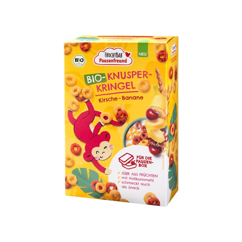 FruchtBar  FruchtBar Pausenfreund – Bio-Knusper-Kringel Kirsche, Banane - Produktbild