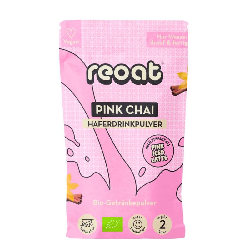 reoat Bio Pink Chai Latte – Instant-Getränkepulver auf Haferbasis mit Gewürzen & Rote-Bete-Extrakt (Bio & Glutenfrei) - Produktbild