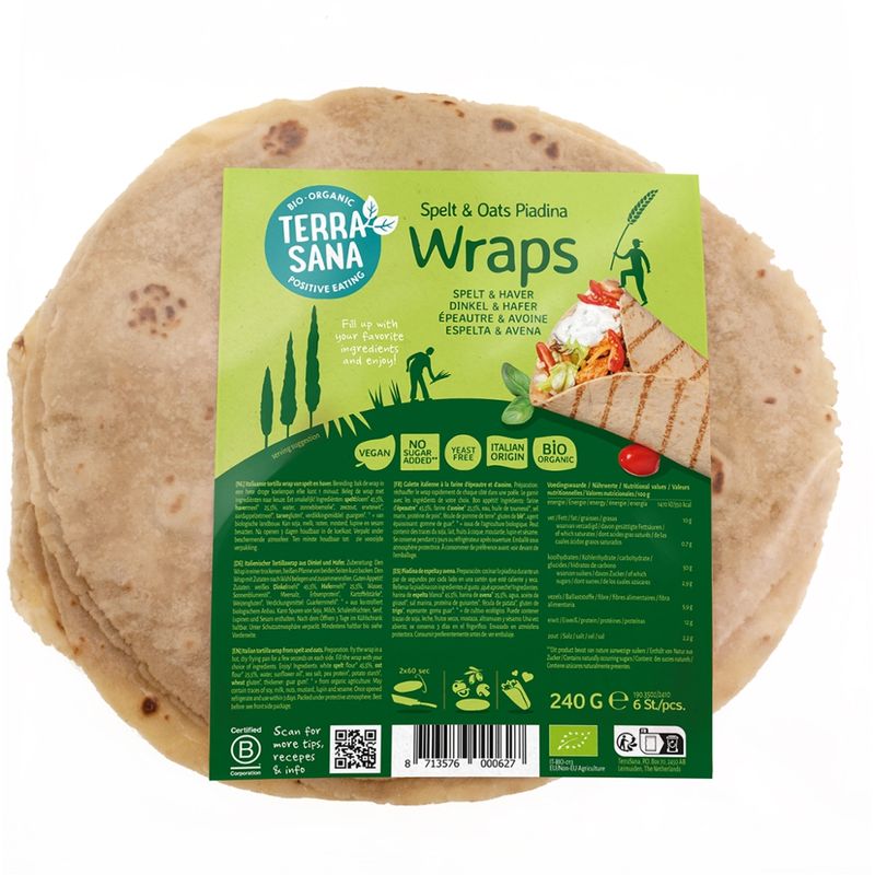 TerraSana Piadina Wrap Dinkelmehl und Hafer - Produktbild