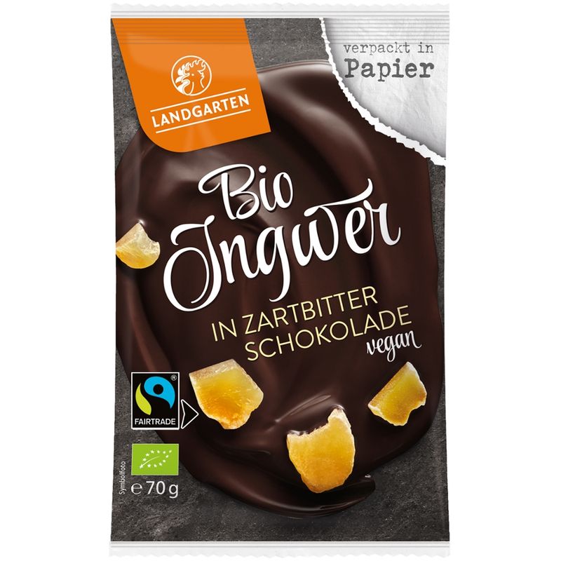 Landgarten Bio FT Ingwer in Zartbitter-Schokolade 70g - Produktbild