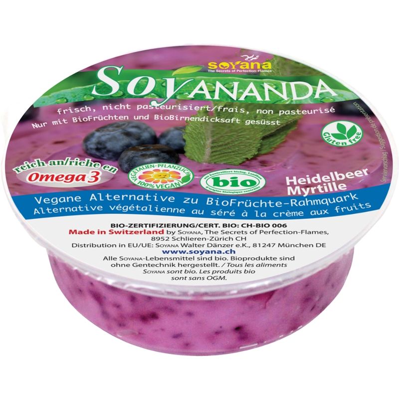 Soyana Soyananda Früchte-Rahmquark Heidelbeer - vegane Alternative zu Rahmquark - Produktbild