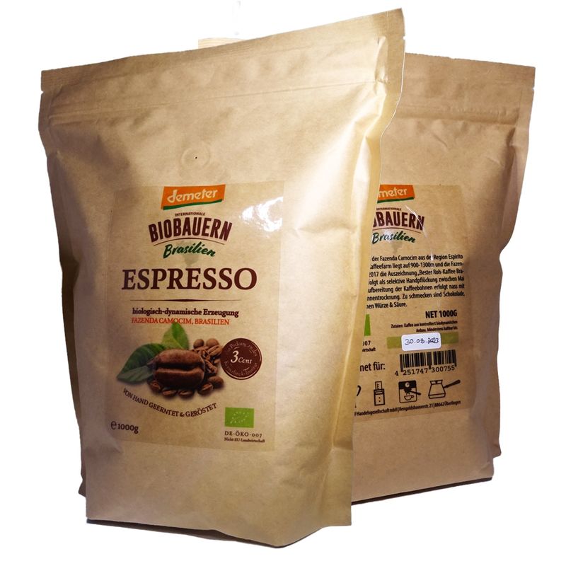 Internationale Biobauern Internationale Biobauern demeter Espresso ganze Bohne aus Brasilien - Produktbild