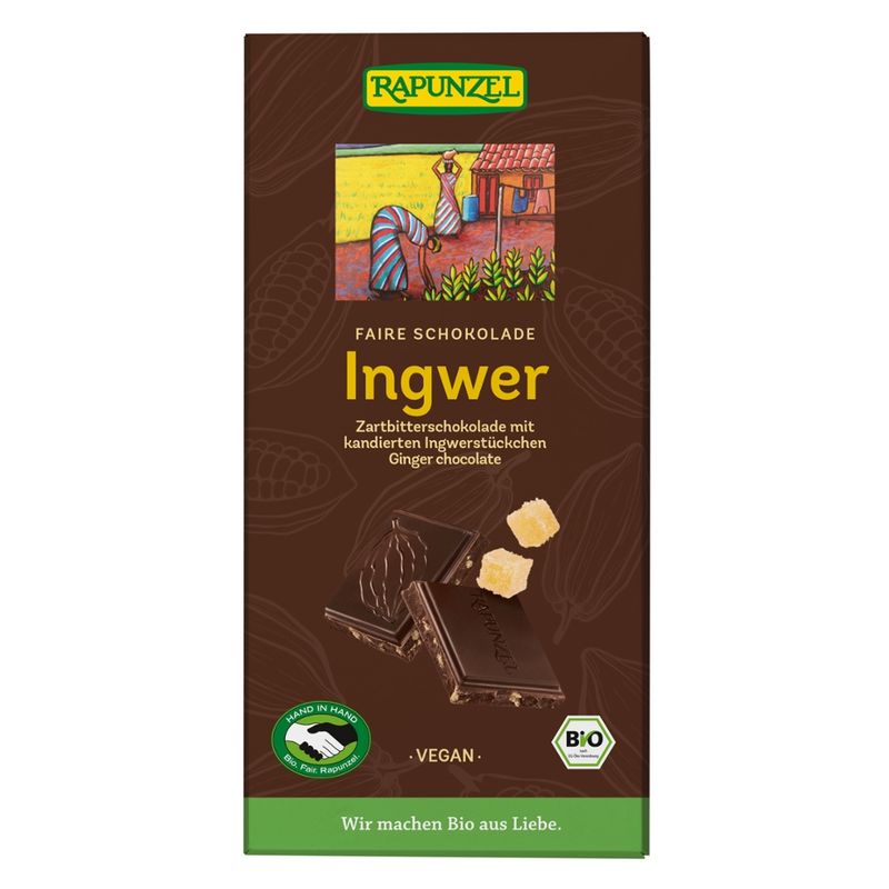 Rapunzel Zartbitter Schokolade 55% Kakao mit Ingwer HIH - Produktbild