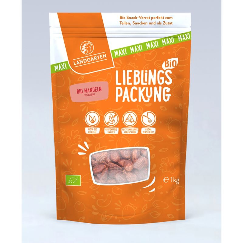 Landgarten Lieblingspackung Bio Mandeln Tamari 1000g - Produktbild