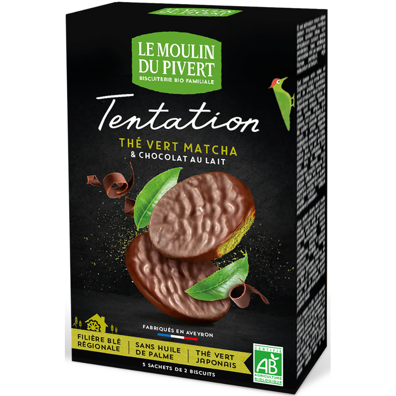 Le Moulin du Pivert Kekse mit Matcha Tee und Milchschokolade - Produktbild