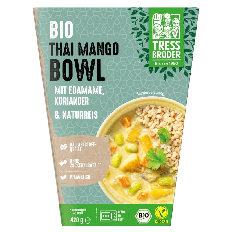 Tress Brüder Vegane Bio Thai Mango Bowl mit Edamame, Koriander und Naturreis - Produktbild