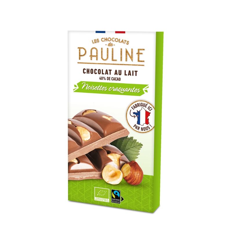 LES CHOCOLATS DE PAULINE 40% COCOA MILK CHOCOLATE - HAZELNUT - Produktbild
