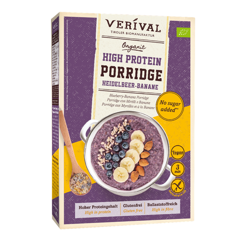 Verival Verival Bio High Protein Porridge Heidelbeer-Banane - Produktbild