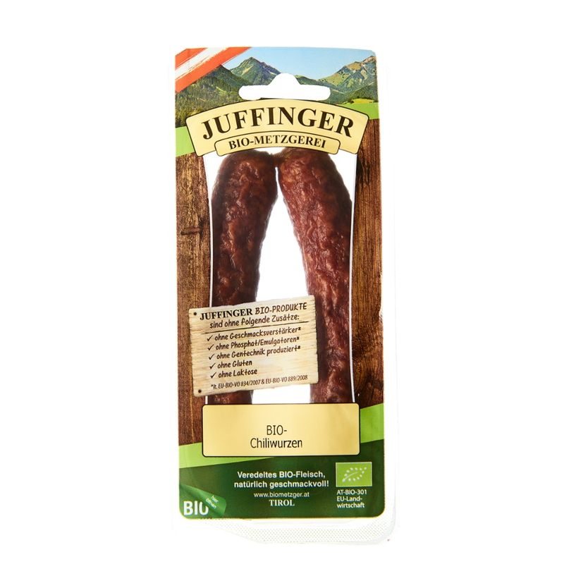 Juffinger Bio-Metzgerei BIO-Tiroler Kaminwurzen Rohwurst geräuchert - Produktbild